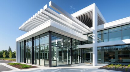 Fototapeta premium Structure combining commercial and residential uses, designed for warmth and efficient temperature management, modern architectural style