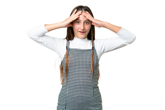 Young girl over isolated chroma key background with surprise expression