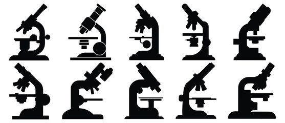 Microscope silhouette set vector design big pack of illustration and icon
