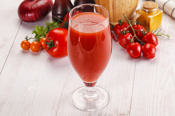 Fresh Tomato juice in the glass