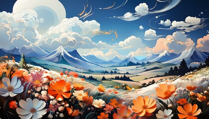 Abstract floral landscape. Floral background