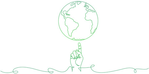 Vector design of earth over forefinger of hand for earth day