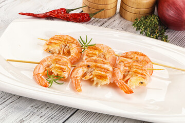 Grilled king prawn skewer snack