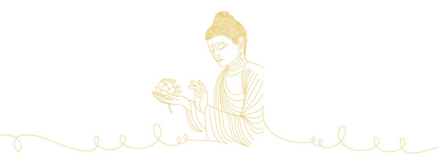 vector illustration of Buddha bringing lotus flowers for Vesak Day