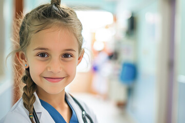 Fototapeta premium little girl in doctor costume