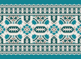 Pixel African and Mexican Aztec American tribal vector borders, frame patterns. Vector seamless background with a bright Mexican pattern. Vector seamless00 color