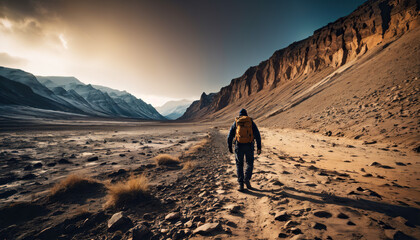 Desert Roams in Cloudy Winter: The Pioneer's Excursion Immersed in Landslide