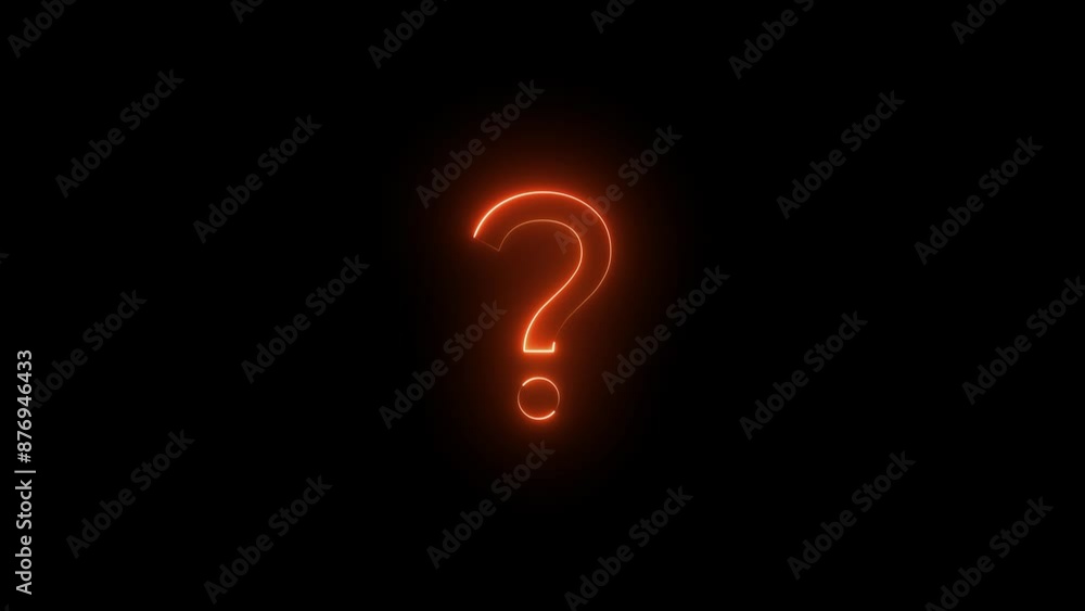 Poster neon glow question mark - technology and internet icons animation on black background