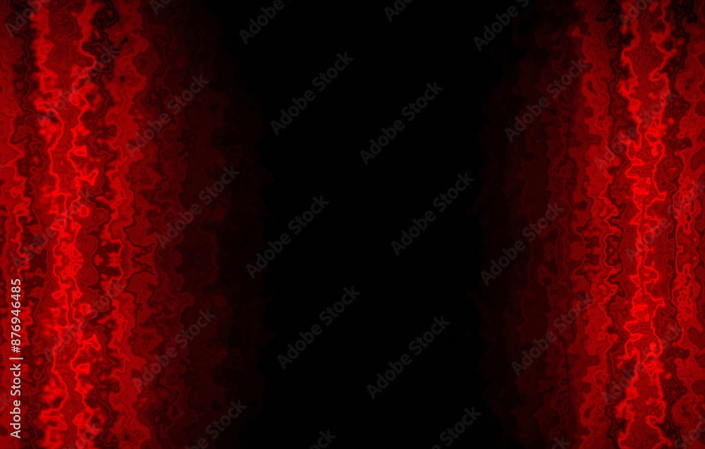 Poster red wavy vertical lines between which the black background is a place to enter text