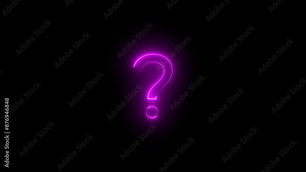 Poster neon glow question mark - technology and internet icons animation on black background