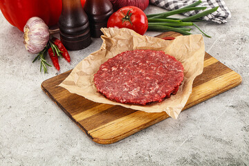 Raw beef burger cutlet minced meat