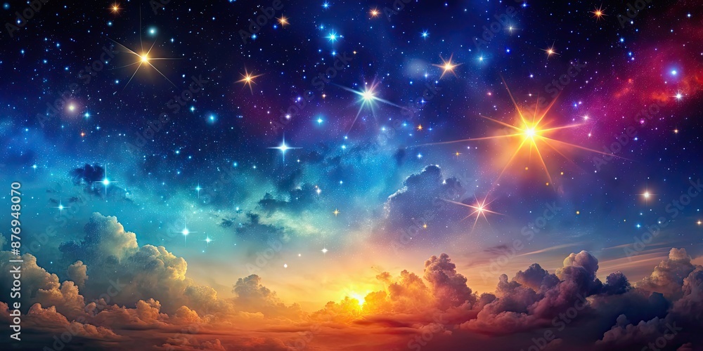 Sticker Night sky wallpaper background with vibrant colors and shining stars, night sky, wallpaper, background, stars, galaxy, cosmos