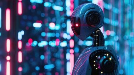 Futuristic AI Robot Analyzing Economic Data with Artificial Intelligence Impact