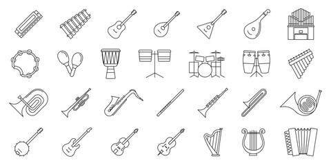 Musical instrument icon. Musical instrument line icon set. Concert sounds icon set. © 123levit
