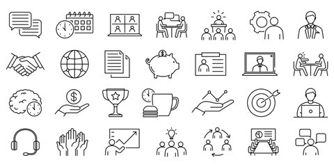 Business icon. Business and finance icon set. Linear banking icon set.