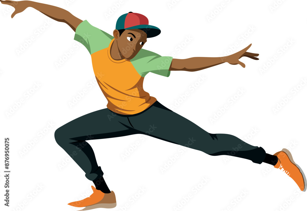 Poster animated character dancing in dynamic pose