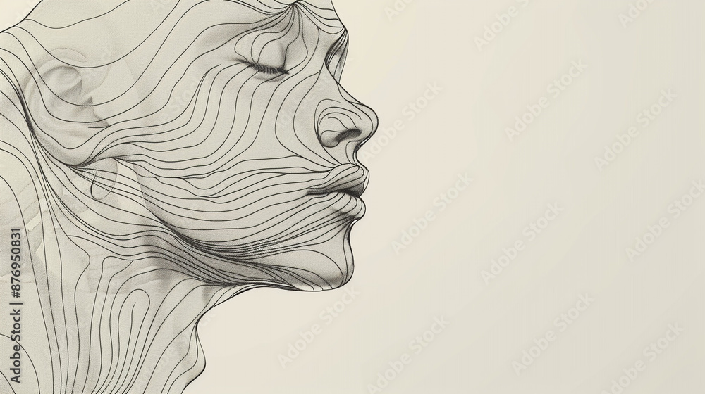 Poster a minimalist abstract poster with a single, continuous line drawing forming a complex, intertwined s