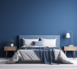 Scandinavian farmhousebedroom interior poster frame mockup.