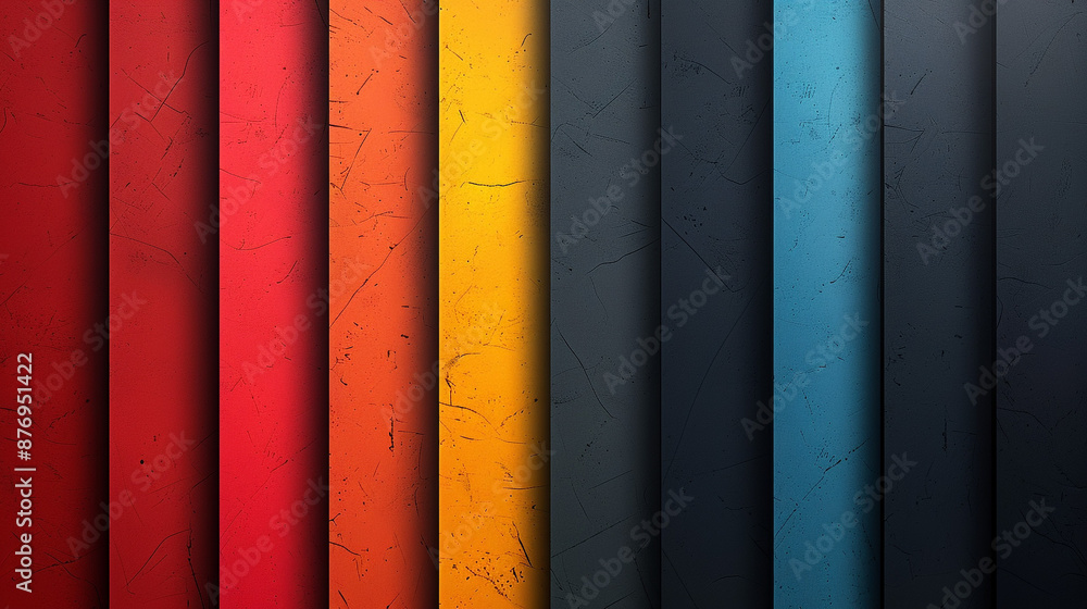 Poster a series of flat color stripes in varying widths and colors, creating a bold, modern look.