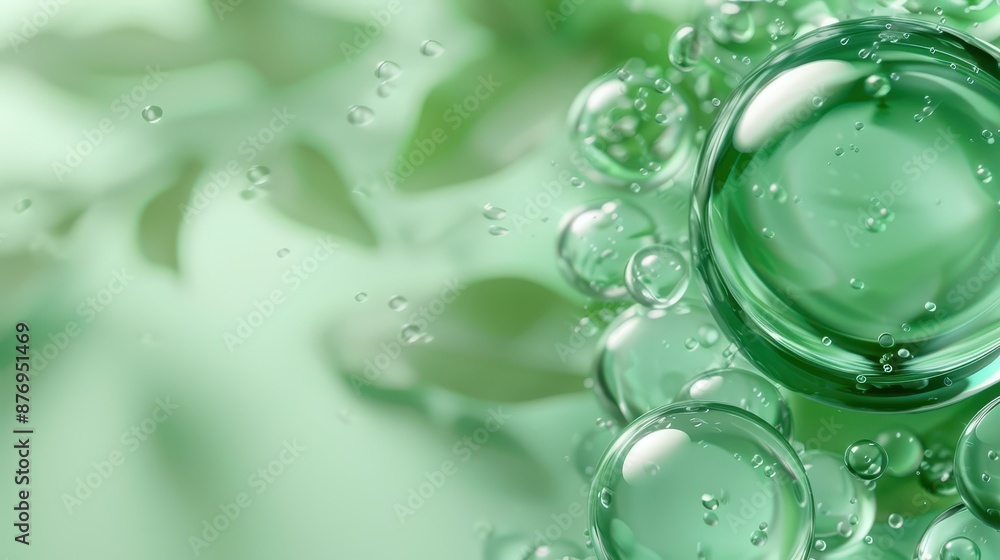 Poster this image features abstract green bubbles carried on a soft, gradient background with subtle branch
