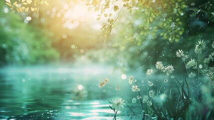 fountain water realistic nature landscape background 