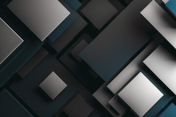 abstract geometric pattern with overlapping 3d blocks in shades of gray, black, and beige creating a modern, minimalist design