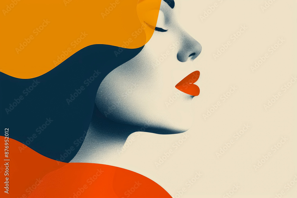 Poster minimalistic digital background with abstract shapes and lines in bright primary colors on a minimal