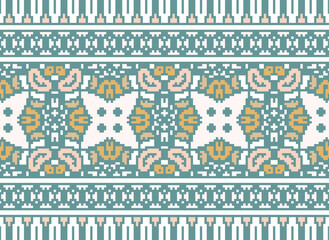 Pixel African and Mexican Aztec American tribal vector borders, frame patterns. Vector seamless background with a bright Mexican pattern. Vector seamless00 color