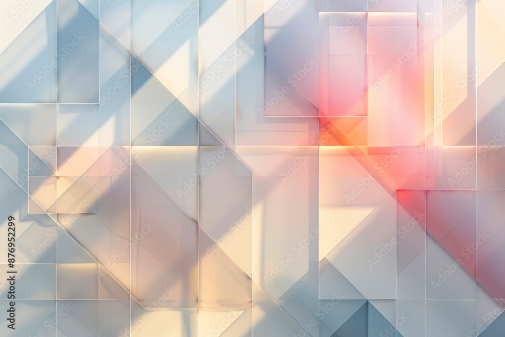 Poster minimalistic digital images with overlapping geometric shapes in pastel colors on a white background