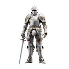 Fototapeta premium Knight in armor isolate on transparent png. 