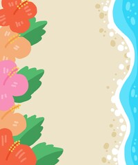 beach with hibiscus flower