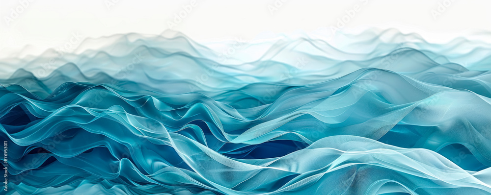 Poster modern digital background with a repeating pattern of abstract waves and curves in shades of blue an