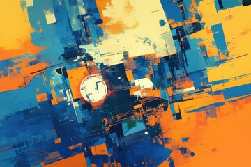 Fototapeta premium Abstract Geometric Composition with Blue and Orange Hues