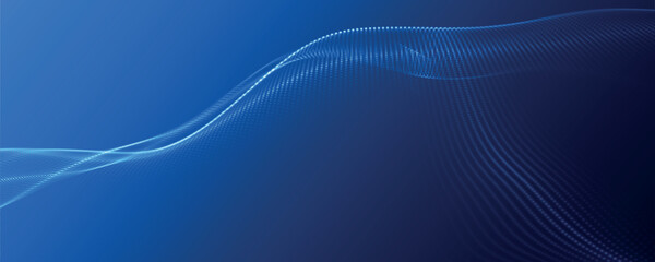 Futuristic dot wave. Abstract digital particle wave. Technology background. Colored musical wave. Light background. Digital background with smooth, wavy curves. 3D vector illustration