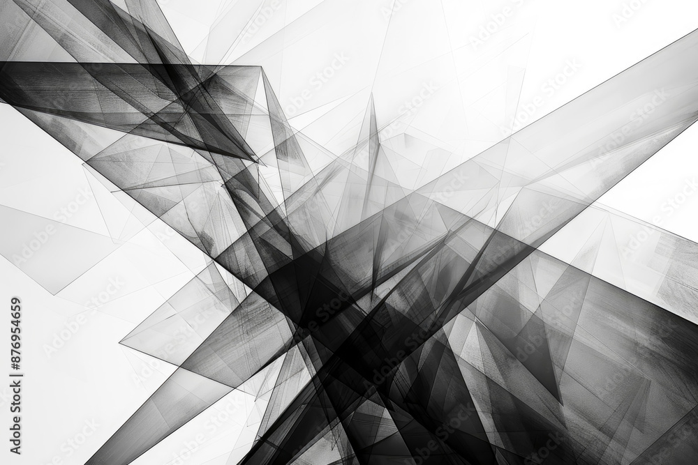 Aufkleber abstract digital composition with intersecting straight lines and geometric shapes in monochrome ton