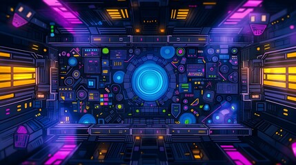 Obraz premium Computer chip illustration, circuit illustration, high-tech illustration, illustration background, illustration