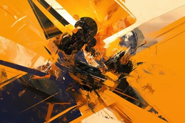 Fototapeta premium Abstract Orange and Blue Composition