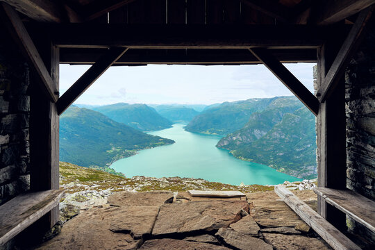 Images from a hike to the Molden Mountain Top by Lustrafjorden Fjord, part of the Sognefjorden Fjord, Western Norway, a summer day of July 2024.