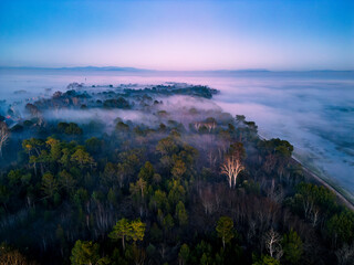 The golden island. Grado Island from above at sunset.