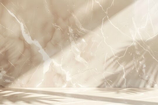 beige marble with white veins background, 3d render of empty space creates an elegant atmosphere for product display or presentation