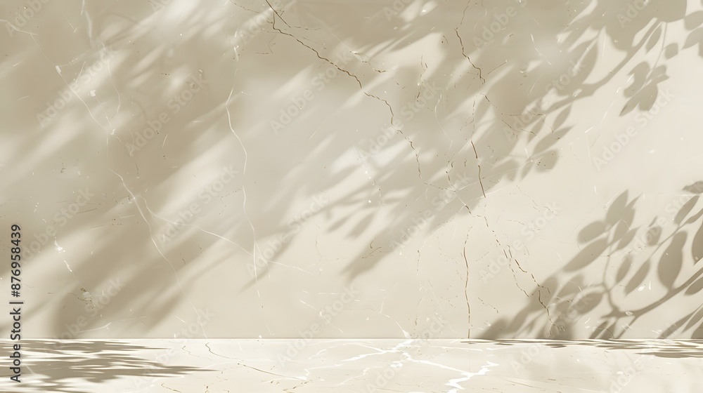 Poster beige marble with white veins background, 3d render of empty space creates an elegant atmosphere for