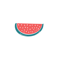 Triangle-shaped watermelon slice isolated on a transparent background. Watermelon icon. Vector illustration