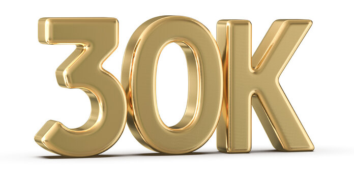 30k Followers Gold Number 3D Render