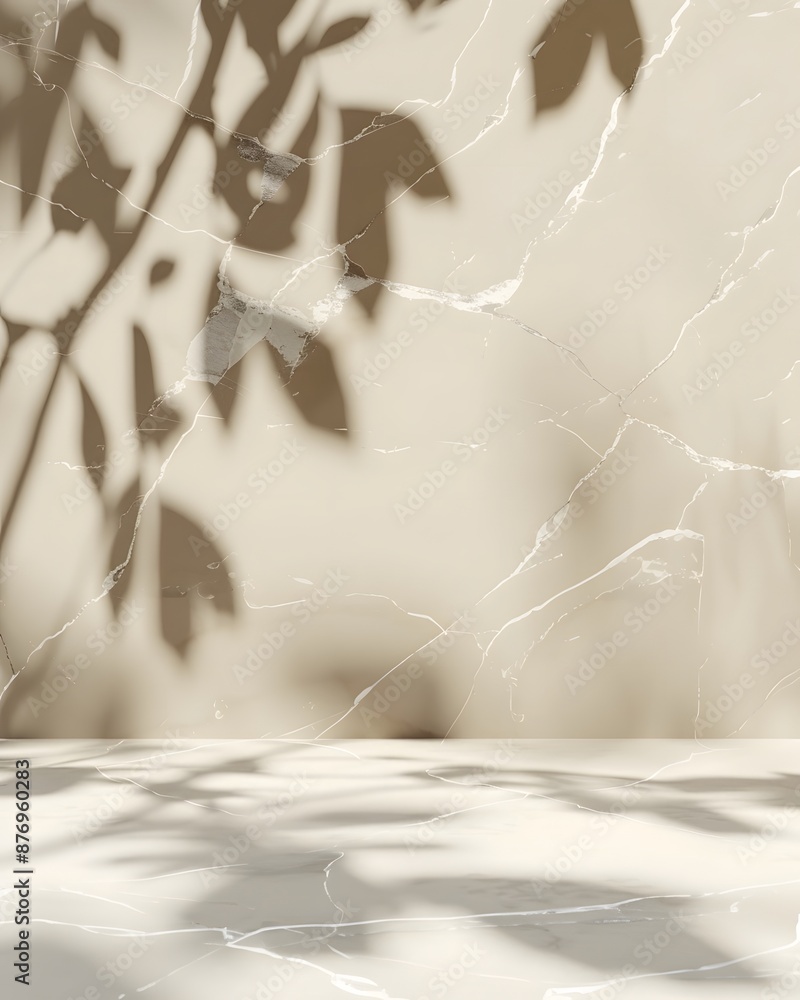 Poster beige marble with white veins background, 3d render of empty space creates an elegant atmosphere for