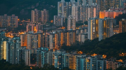 Glowing Cityscape: Real Estate Website Background