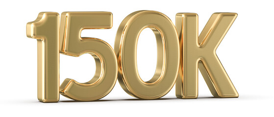 150k Followers Gold Number 3D Render