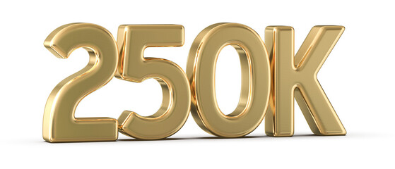 250k Followers Gold Number 3D Render