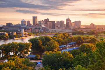 Saint Paul, Minnesota, USA. Aerial cityscape image of downtown St. Paul, Minnesota, USA with...
