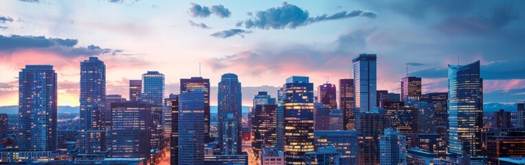 Fototapeta premium Glowing Cityscape: Real Estate Website Background