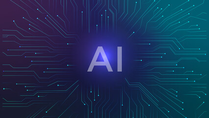 Artificial intelligence with circut board lines background design